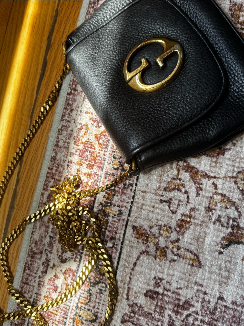 Gucci Black Leather Crossbody with Gold Double-G Hardware - Picture 2 of 6